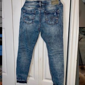 Cropped silver jeans